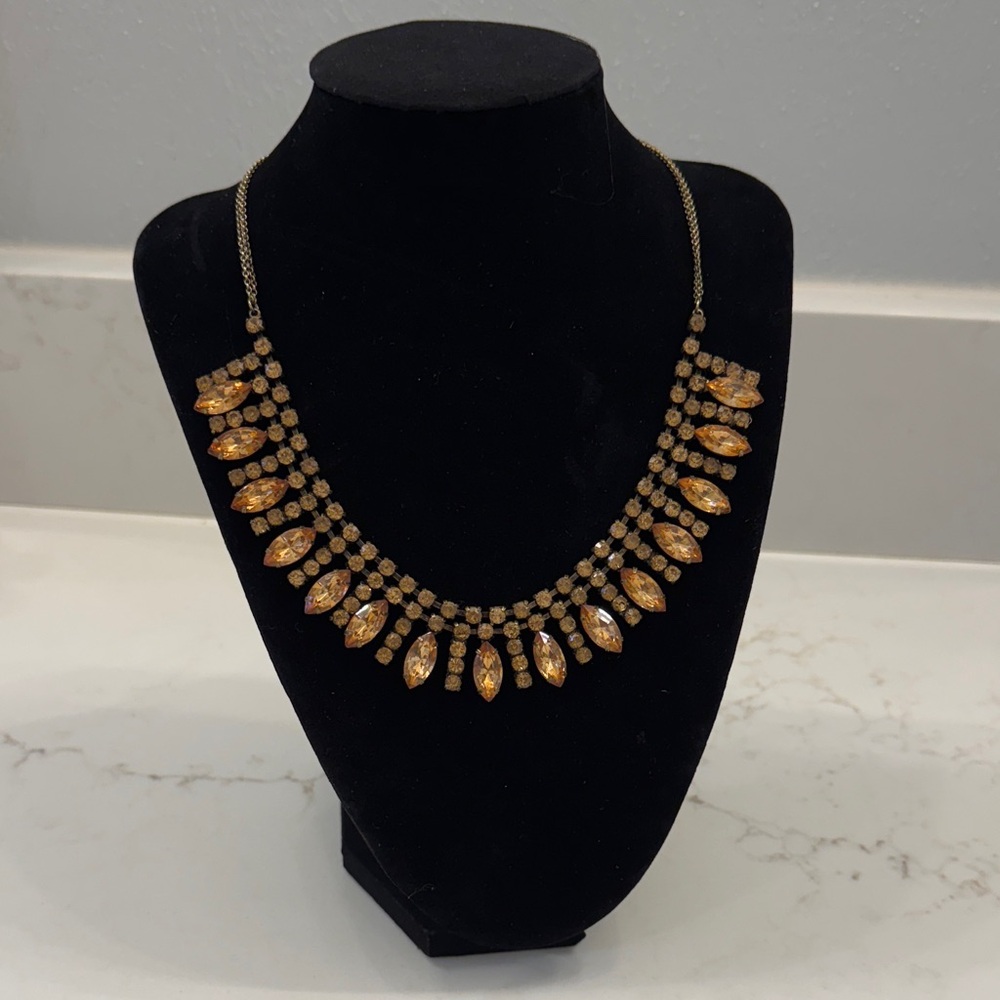 LOFT gold/orange statement necklace